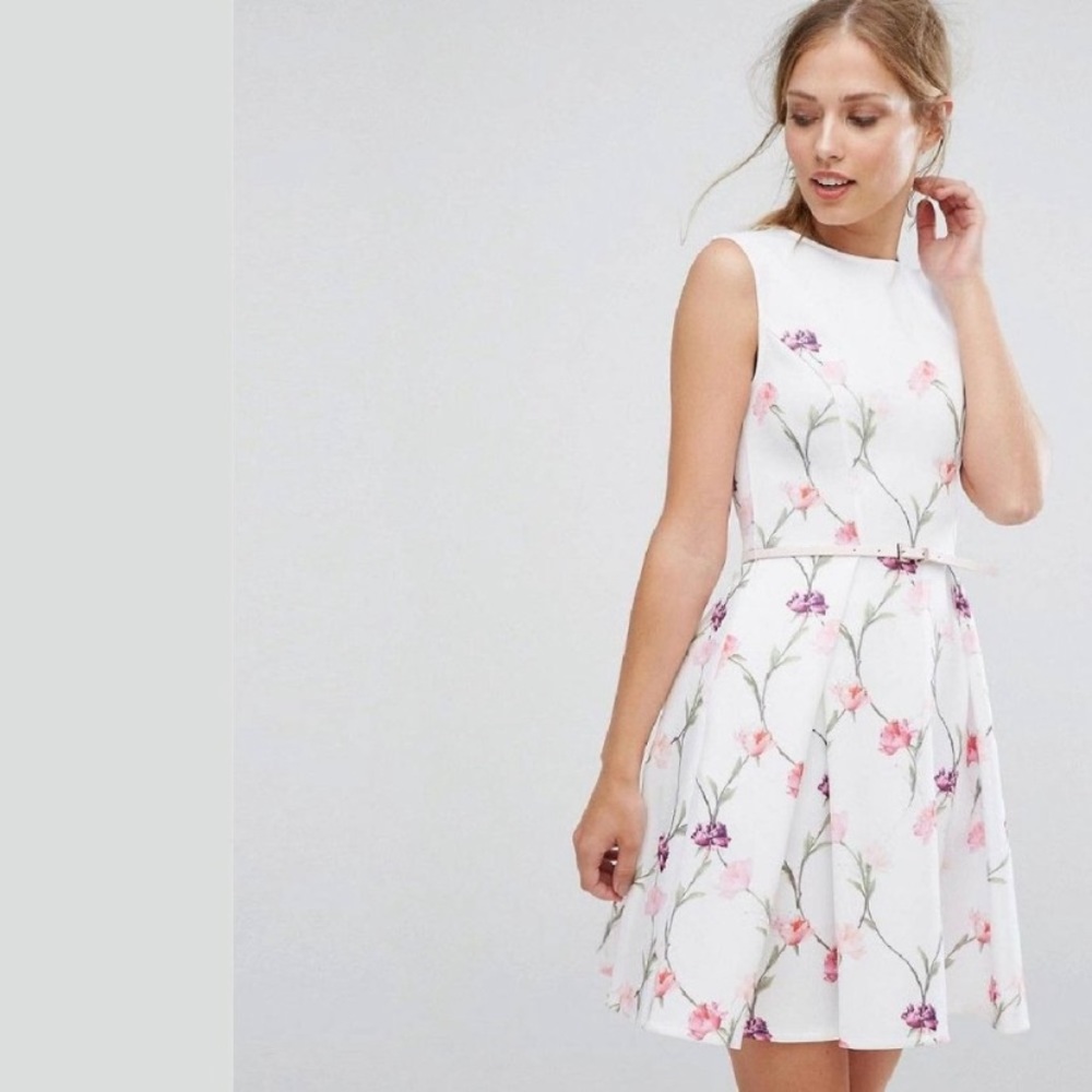 Ted Baker A-Line Floral Dress - Size 10